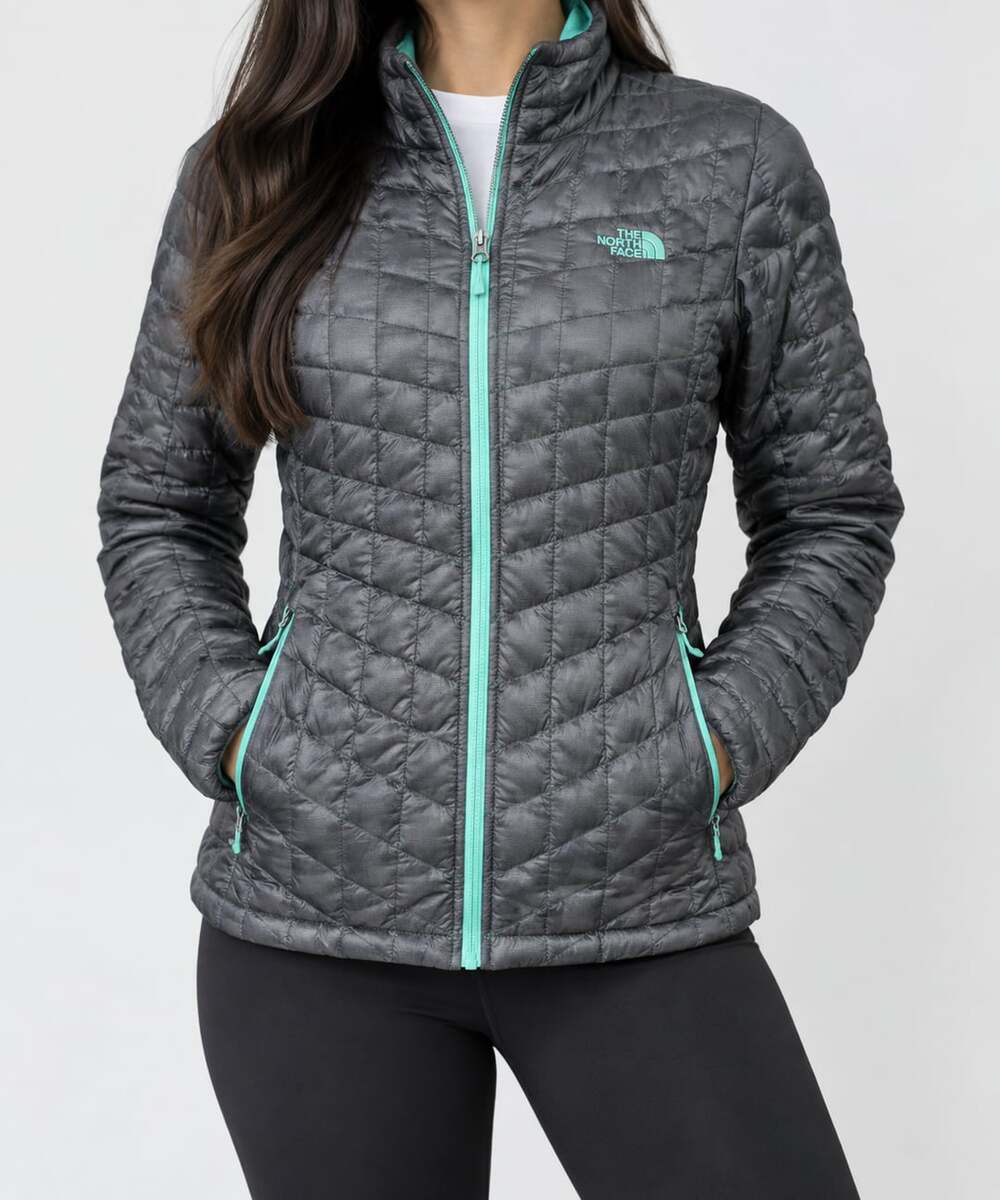 The North Face ThermoBall Jacket Size L Gray Quilted Insulated Puffer
